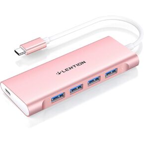 LENTION USB C Hub with 4 USB 3.0 & Type C Charging Compatible 2025-2016 MacBook Pro, 2025-2018 Mac Air, New Surface, Chromebook, More, Stable Driver Certified Type C Multiport Adapter (Rose Gold) in Saudi Arabia