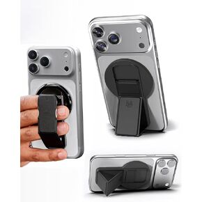 CLCKR for Magsafe Phone Grip, Magnetic Kickstand, 3-in-1 Cell Phone Finger Loop Strap for Mag Safe Case, Ring Holder for iPhone 17/16/15/14/13/12, Samsung Galaxy, Motorola, Pixel Pro & More - Black in Saudi Arabia
