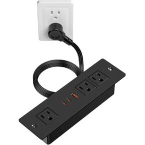 شريط طاقة مجوف مع شحن سريع 45 وات USB-C، مقبس منفذ درج الأثاث HEZI في 3 منافذ و3 منافذ USB، منافذ تثبيت متساطحة لمكتب المؤتمرات، سلك أبيض بطول 6 أقدام in Kuwait