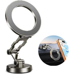 kaistyle for Magsafe Car Mount 【ثلاثي الطي وجميع المعادن】حامل هاتف مغناطيسي لحامل هاتف السيارة وحامل الهاتف الخليوي على لوحة القيادة لملحقات سيارتك للنساء والرجال لهاتف iPhone 17 Pro Max 16 15 14 in Kuwait