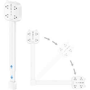 Outlet Extender Stick, 180°Rotating Outlet Extender, Power Strip with 2 USB-A, 2 USB-C, and 4 AC Outlet, Home & Dorm Essential for Nightstands, Couches, and Desks in Saudi Arabia