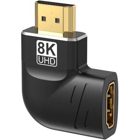 محول HDMI 2.1 8k، محول HDMI ذكر إلى أنثى 90 درجة و270 درجة يدعم 8K@60 هرتز، HDR، eARC لكابل HDMI للكمبيوتر المحمول HDTV (بزاوية سفلية) in Kuwait