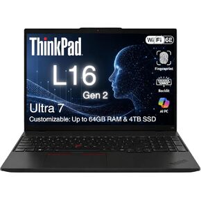 كمبيوتر محمول Lenovo ThinkPad L16 Gen 2 Business AI، شاشة 16 بوصة FHD+، Intel Core Ultra 7 255U، ذاكرة DDR5 بسعة 16 جيجابايت - 64 جيجابايت مخصصة، 512 جيجابايت - 4 تيرابايت SSD، HDMI، بصمة الإصبع، إضاءة خلفية، Wi-Fi 6E، عمر بطارية طويل، Windows 11 Pro in Kuwait