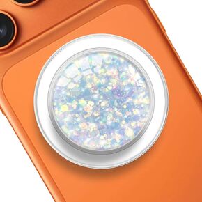 Transparent Magnetic Phone Grip Compatible with MagSafe, Expanding Kickstand, Compatible with iPhone 12/13/14/15/16/17 Series & MagSafe Cases Only - Clear Crystal Purple Glitter in Kuwait