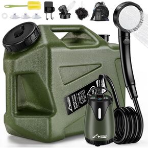 Portable Shower for Camping with 5-Gallon Water Jug, 6000mAh Rechargeable Outdoor Camping Shower Kit, IPX8 Waterproof Pump, Easy to Store for Hiking, Beach, 5-Mode Shower Head in Saudi Arabia