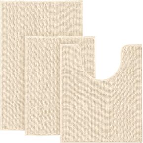 Urvoix Bathroom Rugs Sets 3 Piece, Non-Slip Chenille Bath Rug - Ultra Soft, Washable, Super Absorbent Bath Mat for Bathroom, Toilet and Tub (Sage) in Kuwait