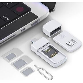 قارئ بطاقة SIM USB C - مجموعة محول بطاقة Sim مع دبوس إخراج - قارئات بطاقات Sim القياسية/الميكرو/نانو - محول بطاقة SIM USBC إلى Sim لتحرير وقراءة الرسائل/جهات الاتصال - محولات SIM للكمبيوتر المحمول الذي يعمل بنظام Windows in Kuwait