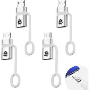 محول USB-C إلى Micro USB، مجموعة مكونة من 4 قطع، يدعم الشحن السريع ونقل البيانات بقدرة 18 وات، مناسب لمقبس USB-C إلى محولات التوصيل الصغيرة، غير مناسب لسماعات الرأس، فضي. in Kuwait