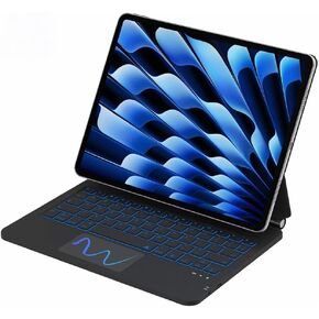 حافظة لوحة مفاتيح لجهاز iPad Air 11 بوصة (M3 2025/M2 2024) وiPad Pro 11 بوصة (الجيل الأول إلى الرابع) - لوحة مفاتيح مغناطيسية مع لوحة تتبع، 7 ألوان خلفية، تنبيه/غفو ذكي - تناسب iPad Air الجيل الرابع/الخامس (2020-2022) (أسود) in Kuwait