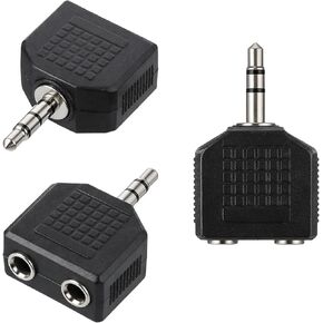3.5mm (1/8 Inch) Headphone Jack Y Splitters, 3 PCS Audio Splitter Adapter Mono Audio Male Connector to 2 Female Jack Adapters Converter, 1 Male to 2 Female Audios Jacks Allows to-Listen to-1 Source in Kuwait