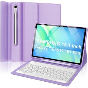 حافظة لوحة مفاتيح لجهاز Galaxy Tab S10 FE+ Plus 5G 13.1 بوصة 2025 مع حامل أقلام، غطاء لوحة مفاتيح بلوتوث لاسلكي قابل للفصل مغناطيسي لجهاز Samsung Tab S10 FE Plus، أسود in Kuwait