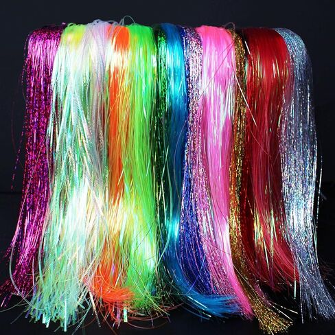 Tigofly 30pcs Holographic Flashabou Tinsel Flat Mylar Crystal Flash Trout Tube Fly Fishing Tying Materials in Saudi Arabia