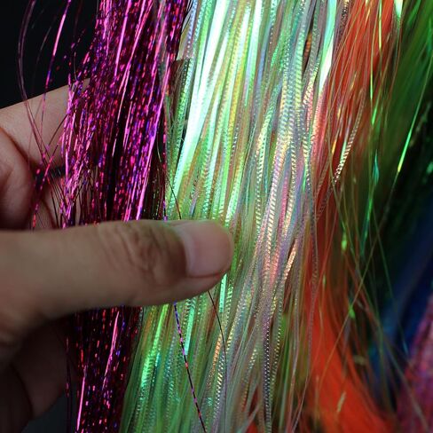 Tigofly 30pcs Holographic Flashabou Tinsel Flat Mylar Crystal Flash Trout Tube Fly Fishing Tying Materials in Saudi Arabia