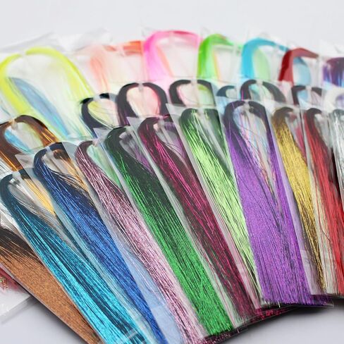 Tigofly 30pcs Holographic Flashabou Tinsel Flat Mylar Crystal Flash Trout Tube Fly Fishing Tying Materials in Saudi Arabia