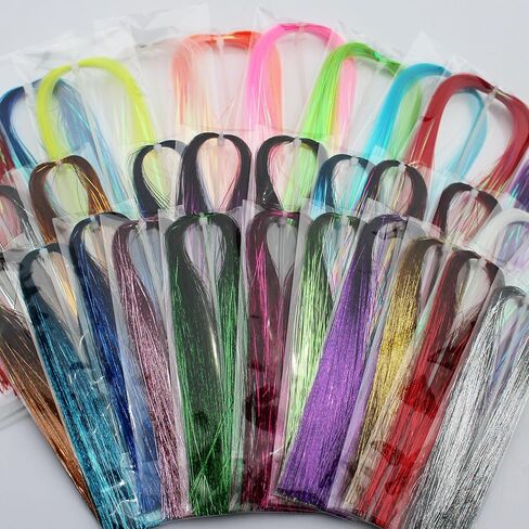 Tigofly 30pcs Holographic Flashabou Tinsel Flat Mylar Crystal Flash Trout Tube Fly Fishing Tying Materials in Saudi Arabia