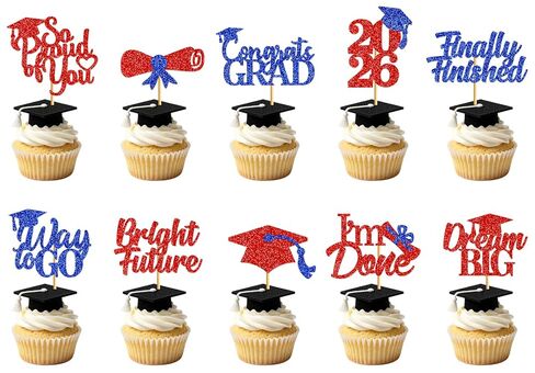 40pcs Purple Graduation Cupcake Toppers 2025 ، فئة زخارف التخرج من 2025 ، تختار التخرج على زينة الحفلات تهانينا in Saudi Arabia