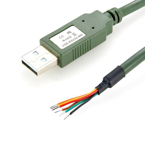 USB إلى RS232 سلك نهاية كابل تسلسلي FTDI FT232R USB COM منفذ سلك عاري متوافق مع USB-RS232-WE لنظام التشغيل Windows وLinux وmacOS وAndroid (1.8M/5.91FT) in Kuwait
