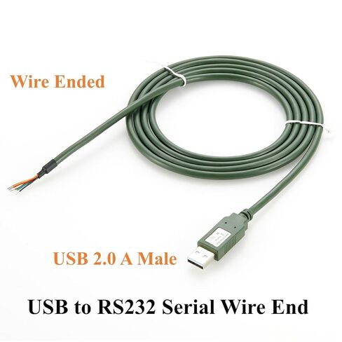 USB إلى RS232 سلك نهاية كابل تسلسلي FTDI FT232R USB COM منفذ سلك عاري متوافق مع USB-RS232-WE لنظام التشغيل Windows وLinux وmacOS وAndroid (1.8M/5.91FT) in Kuwait