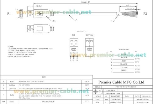 USB إلى RS232 سلك نهاية كابل تسلسلي FTDI FT232R USB COM منفذ سلك عاري متوافق مع USB-RS232-WE لنظام التشغيل Windows وLinux وmacOS وAndroid (1.8M/5.91FT) in Kuwait