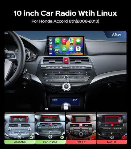 AINAVI 10.2 بوصة راديو السيارة ستيريو لهوندا أكورد 9th 2013-2017 ترقية IPS HD شاشة لمس لاسلكية CarPlay Android Auto/GPS/SWC/Bluetooth/HD كاميرا احتياطية in Saudi Arabia