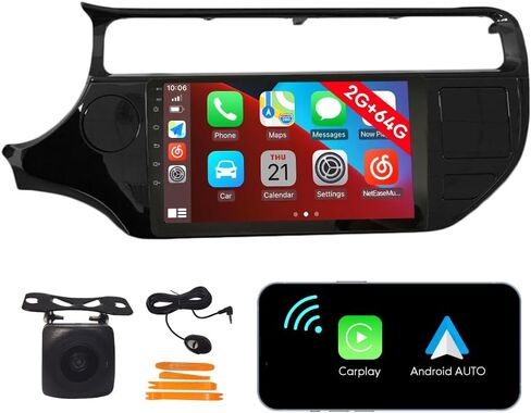 [2G 64G] Android Car Stereo FM Radio Carplay Android Auto 9 بوصة شاشة لمس وحدة رأسية مشغل وسائط مع كاميرا احتياطية لكيا ريو 2015 2016 2017 in Kuwait