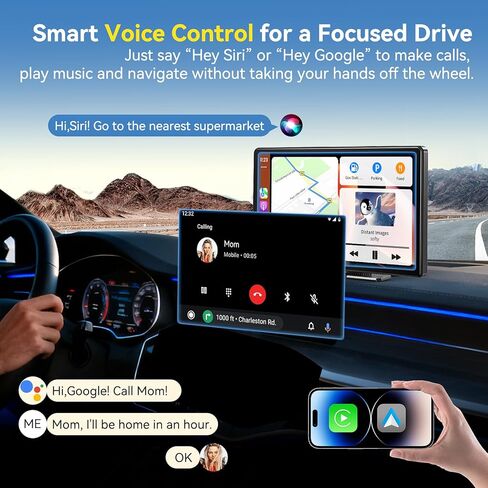 Wireless Carplay Screen for Car, 11.3" Extra Large A-pple CarPlay & Android Auto Screen with 4K Dashcam & 1080P Backup Camera, Car Stereo with Mirror Link, Voice Control, GPS, Bluetooth, AUX, FM in Kuwait