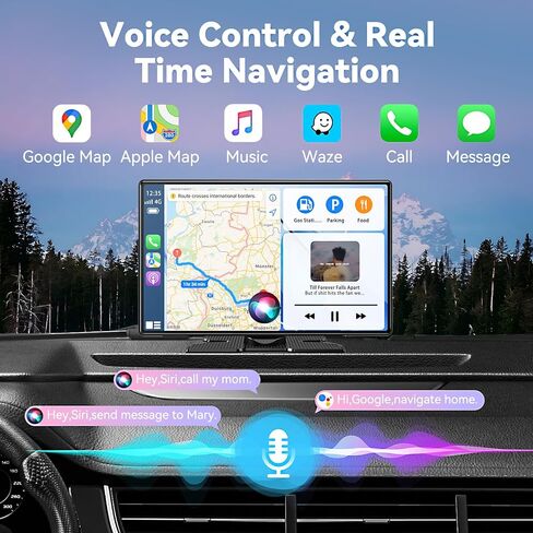 Carplay Screen for Car, 9" Android Auto Screen with 4K Dashcam, Backup Camera, Carplay Screen Compatible with Wireless A-pple Carplay & Android auto, MirrorLink, TF Card, Bluetooth, Siri, GPS in Kuwait