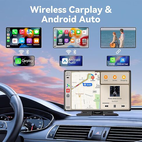 Carplay Screen for Car, 9" Android Auto Screen with 4K Dashcam, Backup Camera, Carplay Screen Compatible with Wireless A-pple Carplay & Android auto, MirrorLink, TF Card, Bluetooth, Siri, GPS in Kuwait