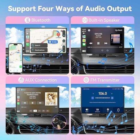 Carplay Screen for Car, 9" Android Auto Screen with 4K Dashcam, Backup Camera, Carplay Screen Compatible with Wireless A-pple Carplay & Android auto, MirrorLink, TF Card, Bluetooth, Siri, GPS in Kuwait