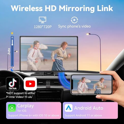 Carplay Screen for Car, 9" Android Auto Screen with 4K Dashcam, Backup Camera, Carplay Screen Compatible with Wireless A-pple Carplay & Android auto, MirrorLink, TF Card, Bluetooth, Siri, GPS in Kuwait