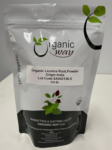Organic Way Licorice Root Powder (Glycyrrhiza Glabra) - Herbal Tea | Kosher & USDA Certified | Vegan, Non-GMO & Gluten Free | Tested for Heavy Metal and Purity | 100% Raw from India (1LBS / 16Oz) in Saudi Arabia