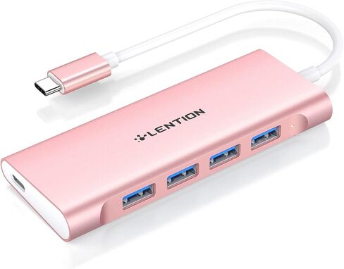 LENTION USB C Hub with 4 USB 3.0 & Type C Charging Compatible 2025-2016 MacBook Pro, 2025-2018 Mac Air, New Surface, Chromebook, More, Stable Driver Certified Type C Multiport Adapter (Rose Gold) in Saudi Arabia