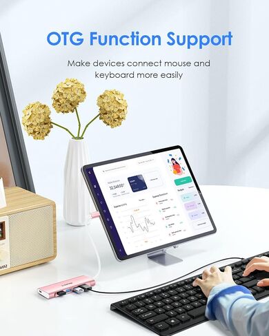 LENTION USB C Hub with 4 USB 3.0 & Type C Charging Compatible 2025-2016 MacBook Pro, 2025-2018 Mac Air, New Surface, Chromebook, More, Stable Driver Certified Type C Multiport Adapter (Rose Gold) in Saudi Arabia