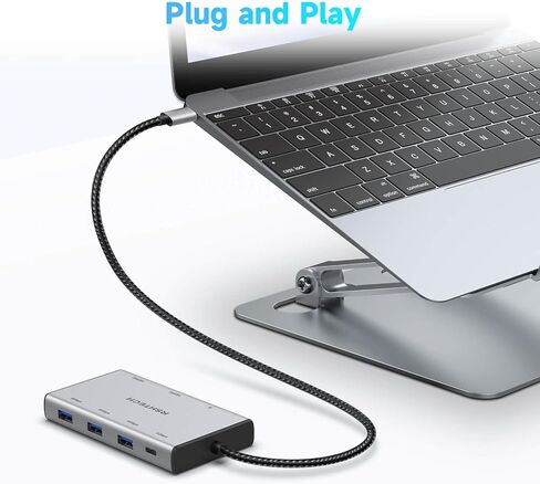 محول متعدد المنافذ USB C 7 في 1 من RSHTECH مع HDMI 2x4K@60 هرتز، ومنافذ بيانات USB-3.0 (3A+1C)، و100 وات PD، ومحطة إرساء USB-C من الألومنيوم وشاشة مزدوجة لأجهزة الكمبيوتر المحمولة وأجهزة MacBook in Kuwait