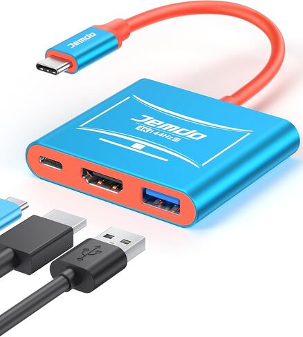 JEMDO Switch 2 Dock for TV, 4K@144Hz HDR Output, HDMI 2.1 USB-C Adapter with 48Gbps,Portable PD 100W Fast Charging & USB 3.0 Dock,Fully Compatible with Nintendo Switch 2 (V22.0.0+) / OLED / 2017 in Saudi Arabia
