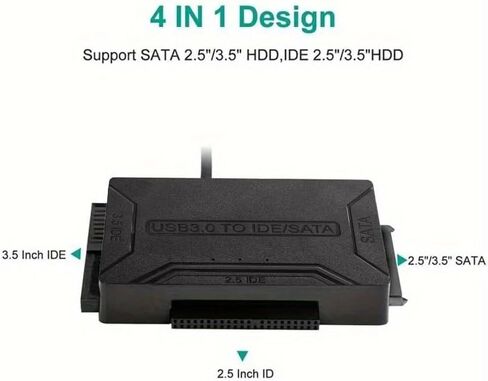 USB 3.0 to SATA/IDE Adapter, External Hard Drive Card Reader, Super Data Recovery Converter, Compatible with 2.5-inch/3.5-inch HDDs, SSDs, and 5.25-inch DVD/CD-ROM Drives, Supports Data Transfer in Saudi Arabia