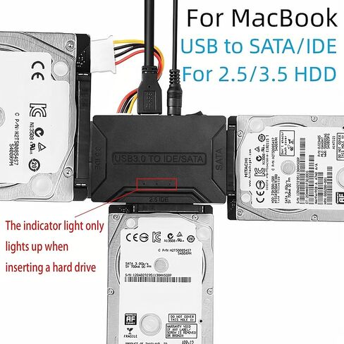USB 3.0 to SATA/IDE Adapter, External Hard Drive Card Reader, Super Data Recovery Converter, Compatible with 2.5-inch/3.5-inch HDDs, SSDs, and 5.25-inch DVD/CD-ROM Drives, Supports Data Transfer in Saudi Arabia