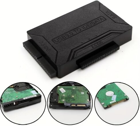 USB 3.0 to SATA/IDE Adapter, External Hard Drive Card Reader, Super Data Recovery Converter, Compatible with 2.5-inch/3.5-inch HDDs, SSDs, and 5.25-inch DVD/CD-ROM Drives, Supports Data Transfer in Saudi Arabia