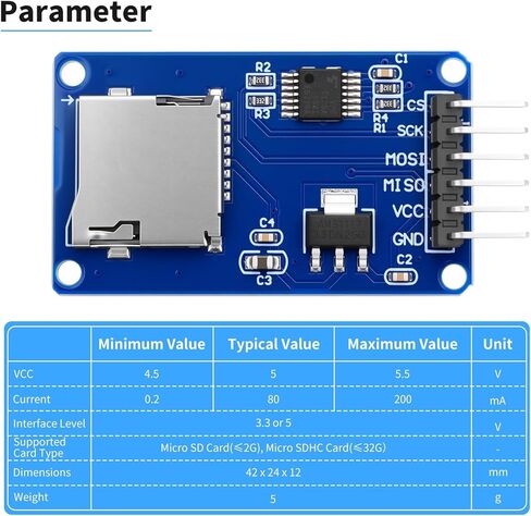 10 Pieces of Micro SD TF Card Adapter Reader Modules, 6-pin SPI Interface Drive Modules, with Chip Level Conversion, Suitable for Arduino UNO R3 MEGA 2560. in Saudi Arabia