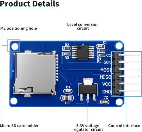10 Pieces of Micro SD TF Card Adapter Reader Modules, 6-pin SPI Interface Drive Modules, with Chip Level Conversion, Suitable for Arduino UNO R3 MEGA 2560. in Saudi Arabia