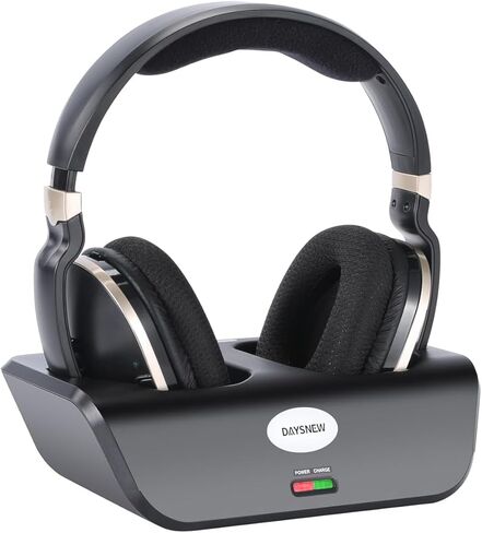 Optical Wireless Headphones for TV Watching, Over-Ear Headphones for Seniors with Charging Dock and Volume Control, Plug and Play, Black in Saudi Arabia
