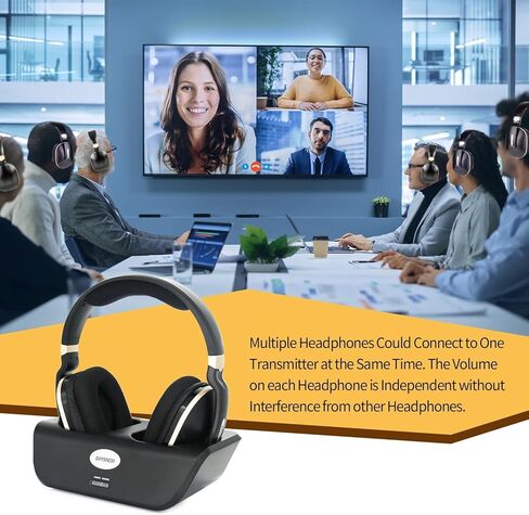 Optical Wireless Headphones for TV Watching, Over-Ear Headphones for Seniors with Charging Dock and Volume Control, Plug and Play, Black in Saudi Arabia