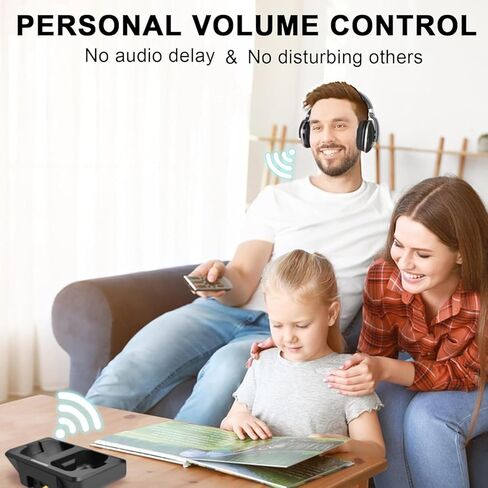 Optical Wireless Headphones for TV Watching, Over-Ear Headphones for Seniors with Charging Dock and Volume Control, Plug and Play, Black in Saudi Arabia