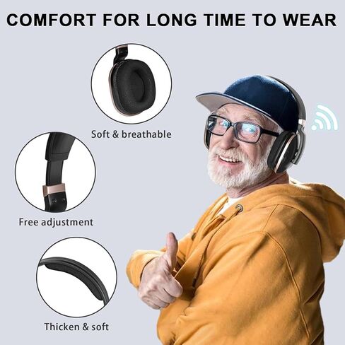 Optical Wireless Headphones for TV Watching, Over-Ear Headphones for Seniors with Charging Dock and Volume Control, Plug and Play, Black in Saudi Arabia