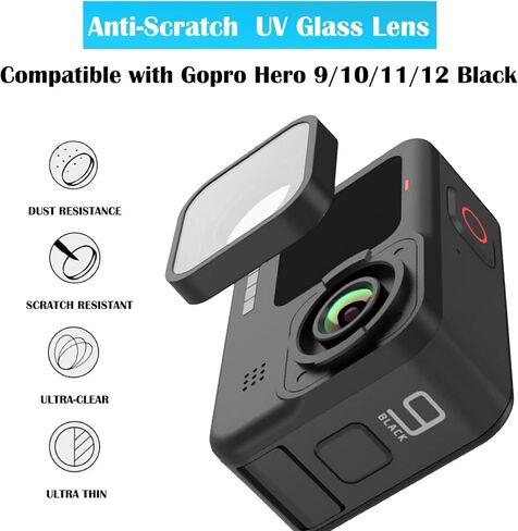 Protective Lens Replacement for GoPro Hero 9/10/11/12/13 Black,Camera Anti-Scratch UV Glass Lens Protective Cover Repair Parts Accessories Compatible for Gopro Hero 13 Hero 12 Hero 11 Hero 10 Hero 9 in Saudi Arabia