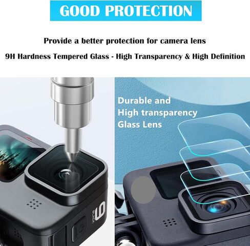 Protective Lens Replacement for GoPro Hero 9/10/11/12/13 Black,Camera Anti-Scratch UV Glass Lens Protective Cover Repair Parts Accessories Compatible for Gopro Hero 13 Hero 12 Hero 11 Hero 10 Hero 9 in Saudi Arabia