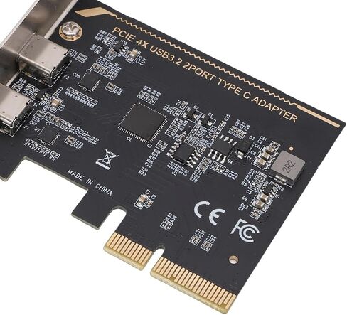 بطاقة توسيع PCIe إلى النوع C، نقل بيانات عالي السرعة بسرعة 10 جيجابت في الثانية بمنفذين USB C PCI Express، بطاقة دعم رقاقة ASM1142 للكمبيوتر المكتبي in Kuwait