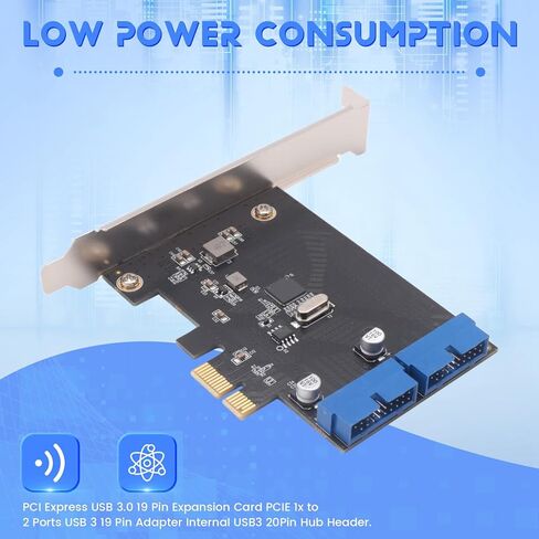 PCI Express USB 3.0 19 Pin بطاقة التوسع PCIE 1X إلى 2 منافذ USB 3 19 Pin محول داخلي USB3 20Pin Hub Head in Kuwait