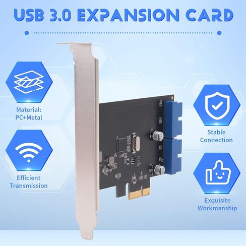 PCI Express USB 3.0 19 Pin بطاقة التوسع PCIE 1X إلى 2 منافذ USB 3 19 Pin محول داخلي USB3 20Pin Hub Head in Kuwait
