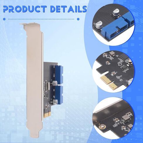 PCI Express USB 3.0 19 Pin بطاقة التوسع PCIE 1X إلى 2 منافذ USB 3 19 Pin محول داخلي USB3 20Pin Hub Head in Kuwait